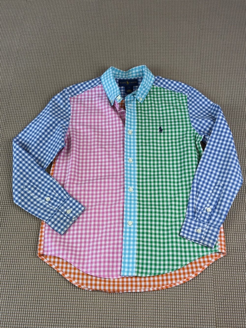 RALPH LAUREN boys long sleeve button down plaid casual shirt size 7